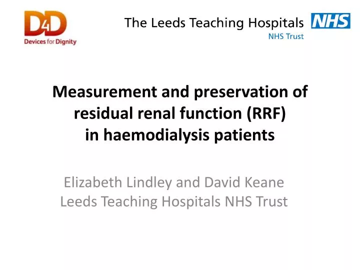 measurement and preservation of residual renal function rrf in haemodialysis patients