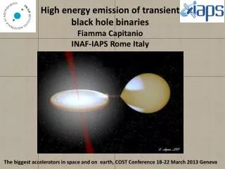H igh energy emission of transient black hole binaries Fiamma Capitanio INAF-IAPS Rome Italy