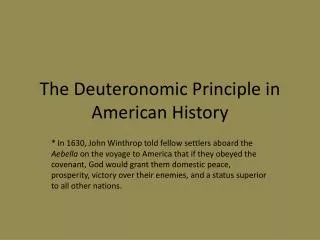 The Deuteronomic Principle in American History