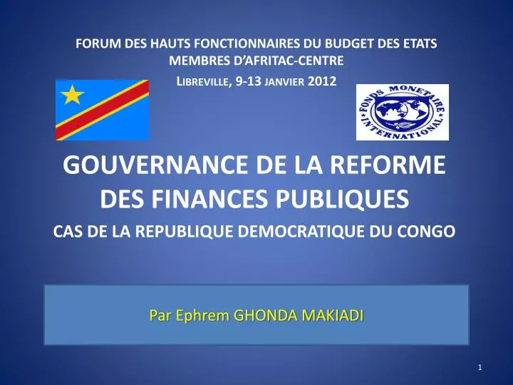 gouvernance de la reforme des finances publiques cas de la republique democratique du congo