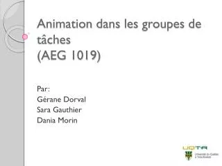 Animation dans les groupes de tâches (AEG 1019)