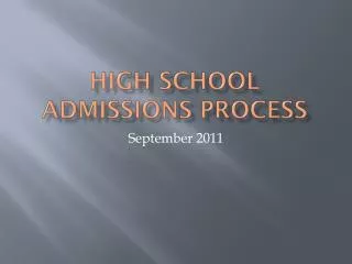 High School Admissions Process