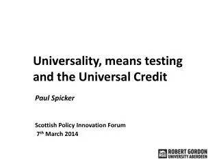 Universality, means testing and the Universal Credit