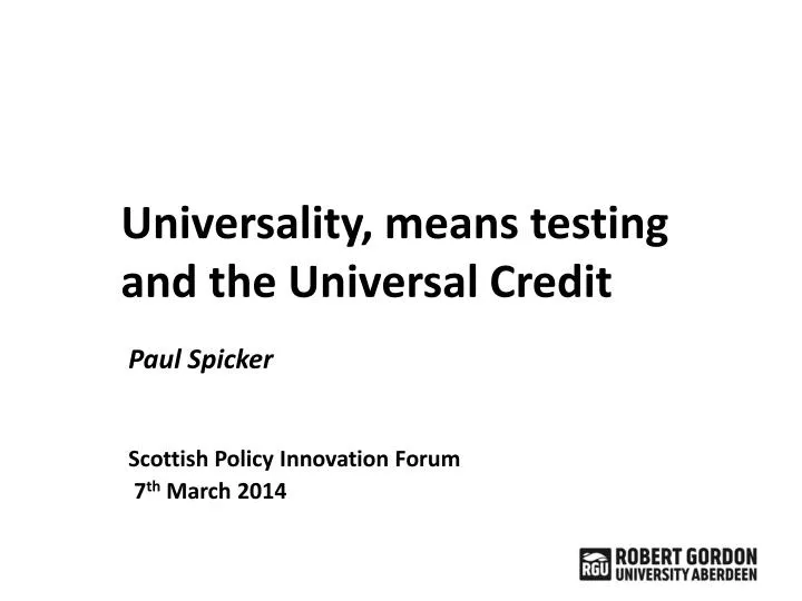 universality means testing and the universal credit
