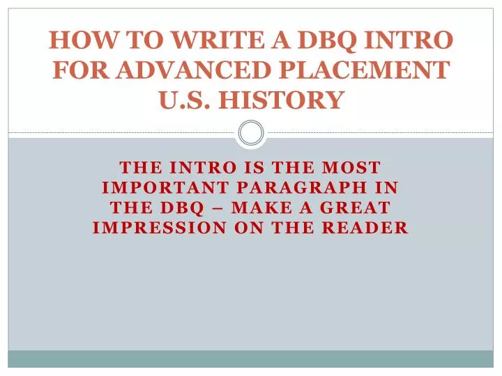 how to write a dbq intro for advanced placement u s history