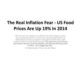 The Real Inflation Fear - US Food Prices Are Up 19% In 2014