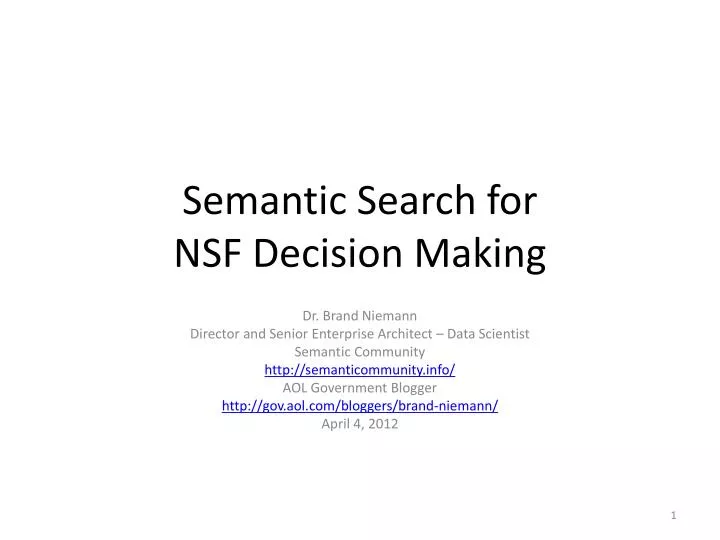 semantic search for nsf decision making