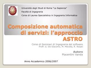 composizione automatica di servizi l approccio astro