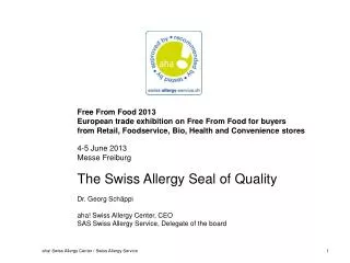 aha! Swiss Allergy Center Swiss patient organisation non-profit ISO- certified foundation
