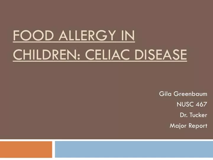 food allergy in children celiac disease
