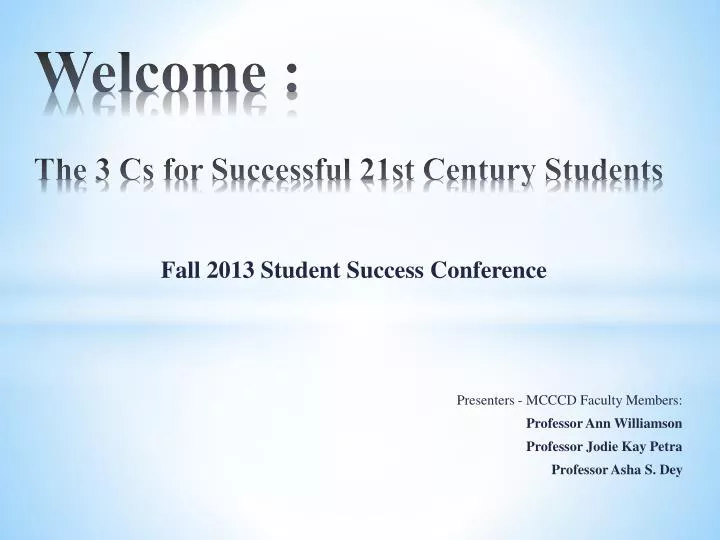 welcome the 3 cs for successful 21st century students
