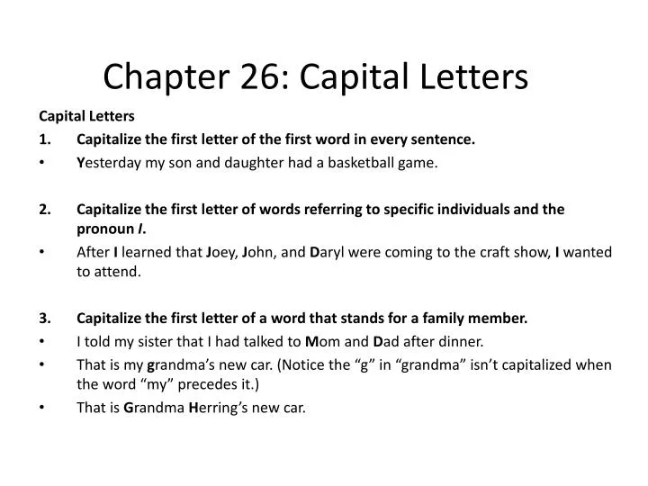 chapter 26 capital letters