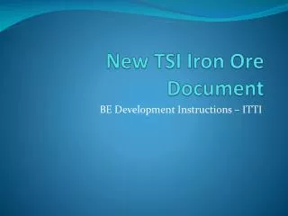 New TSI Iron Ore Document