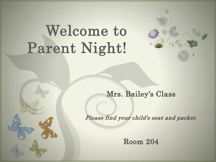 welcome to parent night