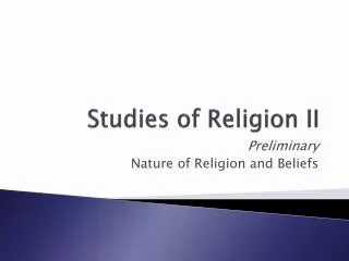 Studies of Religion II