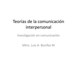teor as de la comunicaci n interpersonal