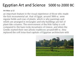 Egyptian Art and Science 5000 to 2000 BC