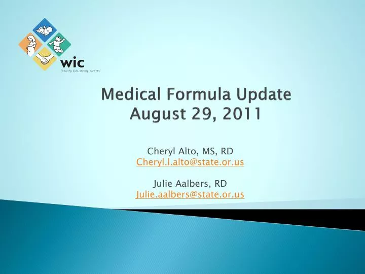 medical formula update august 29 2011