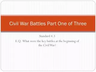 Civil War Battles Part One of Three