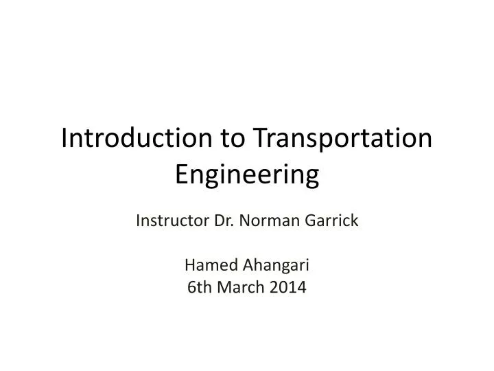 introduction to transportation engineering