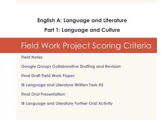 Field Work Project Scoring Criteria