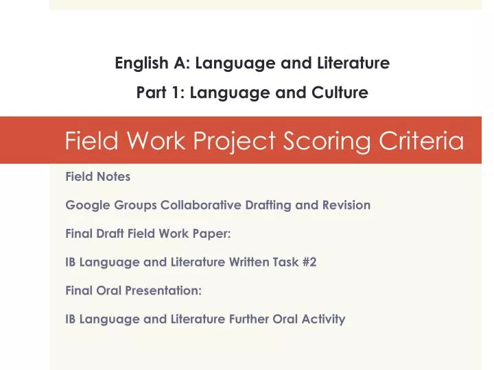 field work project scoring criteria