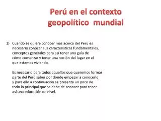 per en el contexto geopol tico mundial