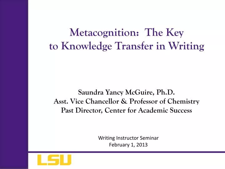 metacognition the key to knowledge transfer in writing
