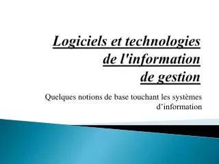 logiciels et technologies de l information de gestion