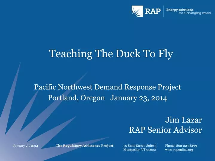 teaching the duck to fly