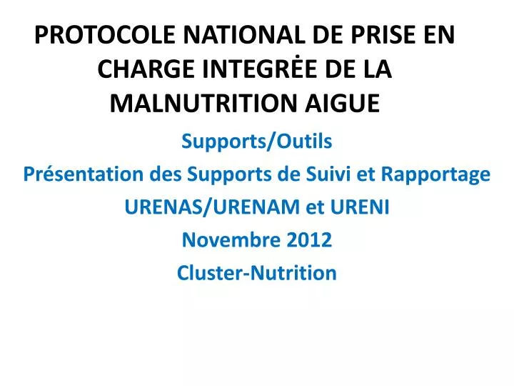 protocole national de prise en charge integr e de la malnutrition aigue