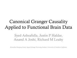 Canonical Granger Causality Applied to Functional Brain Data