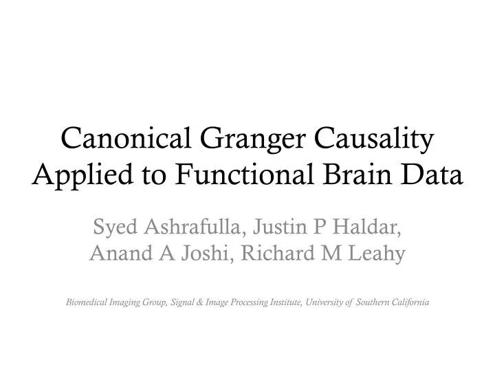 canonical granger causality applied to functional brain data