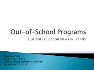 Out-of-School Programs