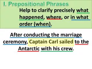 I. Prepositional Phrases