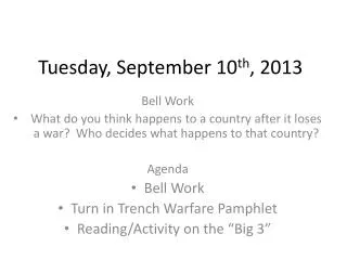 Tuesday, September 10 th , 2013