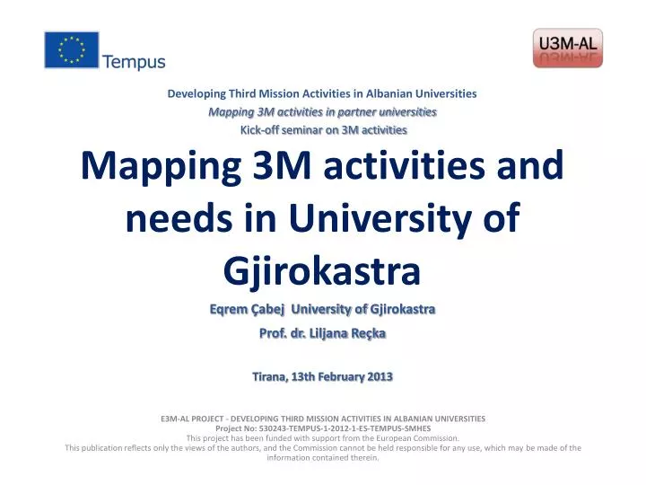 mapping 3m activities and needs in university of gjirokastra