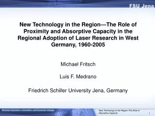 The Spatial Diffusion of a Knowledge Base: Laser Technology Research in West Germany, 1960-2005