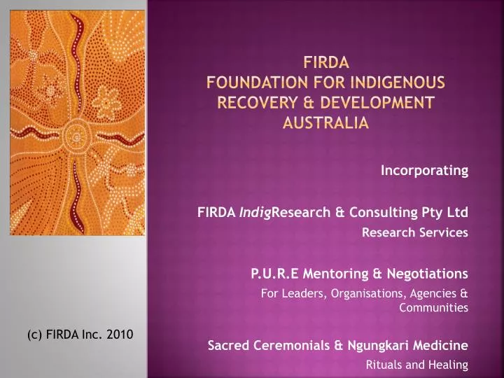 firda foundation for indigenous recovery development australia