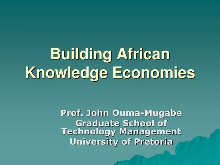 building african knowledge economies