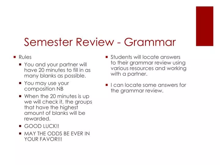 semester review grammar