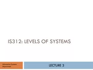 IS312: levels of systems