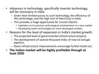 Advances in technology, specifically inverter technology, will be necessary in India