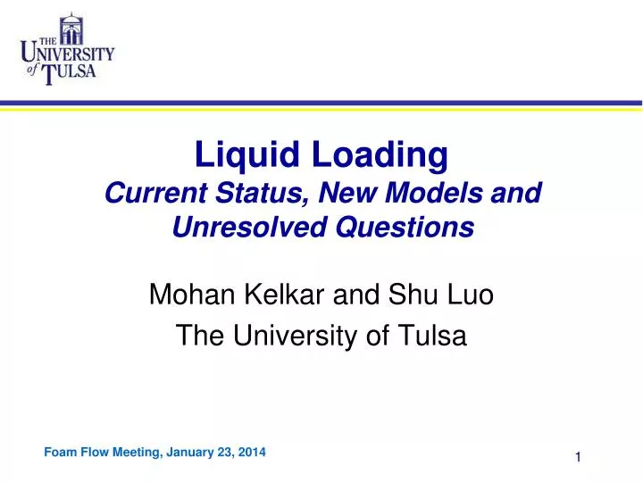 liquid loading current status new models and unresolved questions