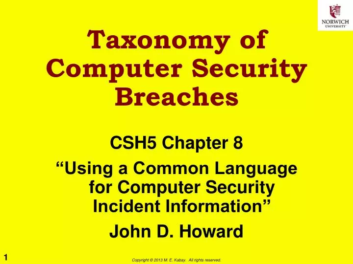taxonomy of computer security breaches