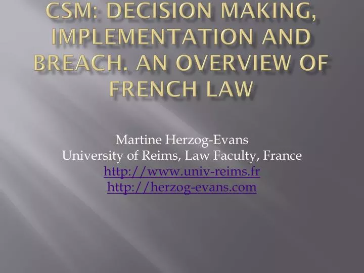 csm decision making implementation and breach an overview of french law