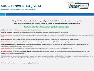 sgu hinweis 04 2014 s icherheit g esundheits und u mweltschutz