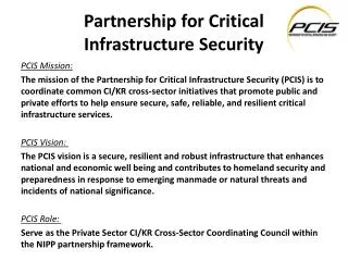 Partnership for Critical Infrastructure Security