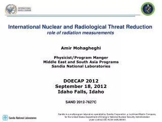 International Nuclear and Radiological Threat Reduction role of radiation measurements