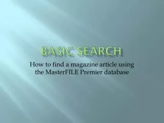 Basic Search